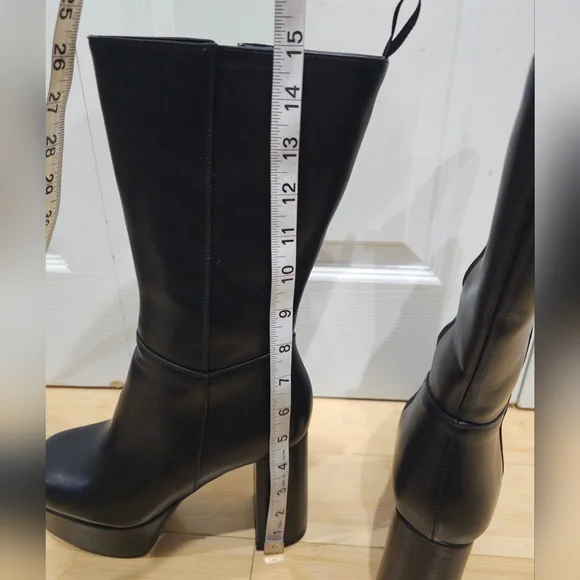 Dolls Kill Lamoda Going Under Goth Faux Leather Platform Black Wide Fit Boots 8 - Picture 14 of 15